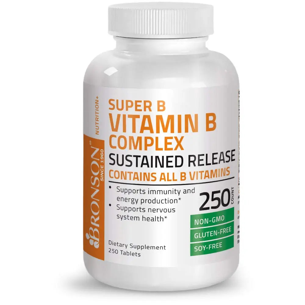 Bronson Super B Vitamin B Complex Sustained Slow Release Vitamin B1, B2, B3, B6, B9 Bronson Au supplements