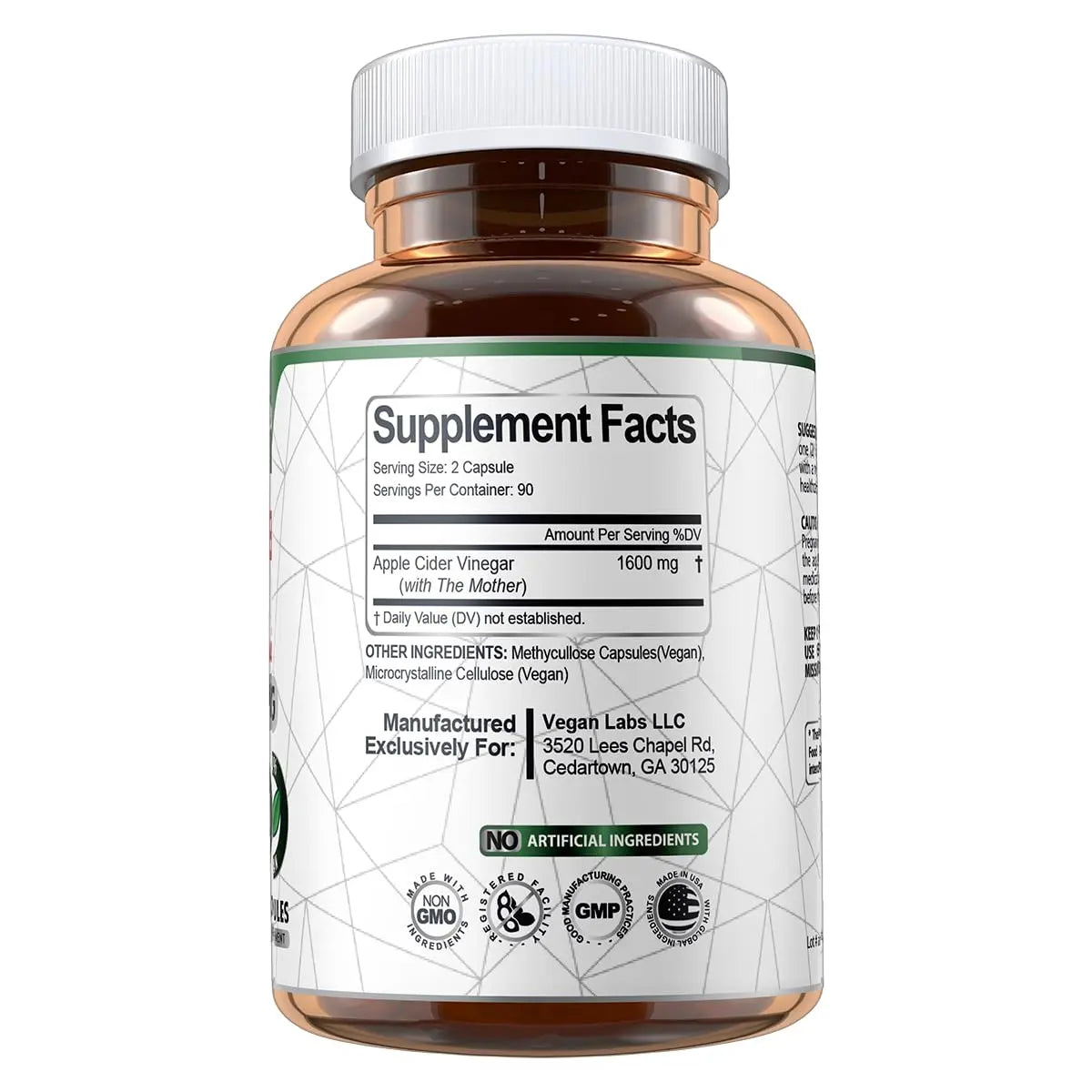 Vegan Labs Apple Cider Vinegar Capsules with The Mother- 180 Vegan Capsules Vegan Labs Au supplements