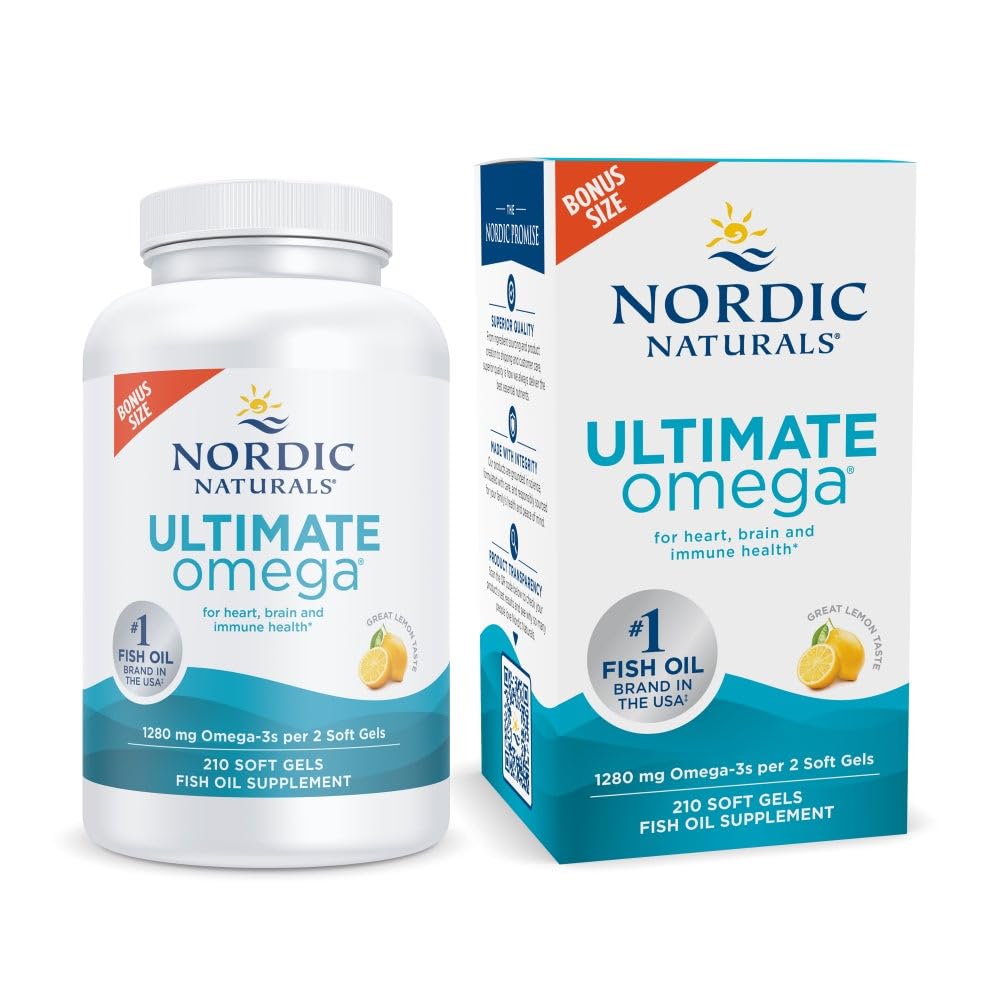 Nordic Naturals Ultimate Omega, Lemon Flavor - 210 Soft Gels - 1280 mg Omega-3 - High-Potency Fish Oil with EPA & DHA - Promotes Brain & Heart Health - Non-GMO - 105 Servings Nordic Naturals Au supplements