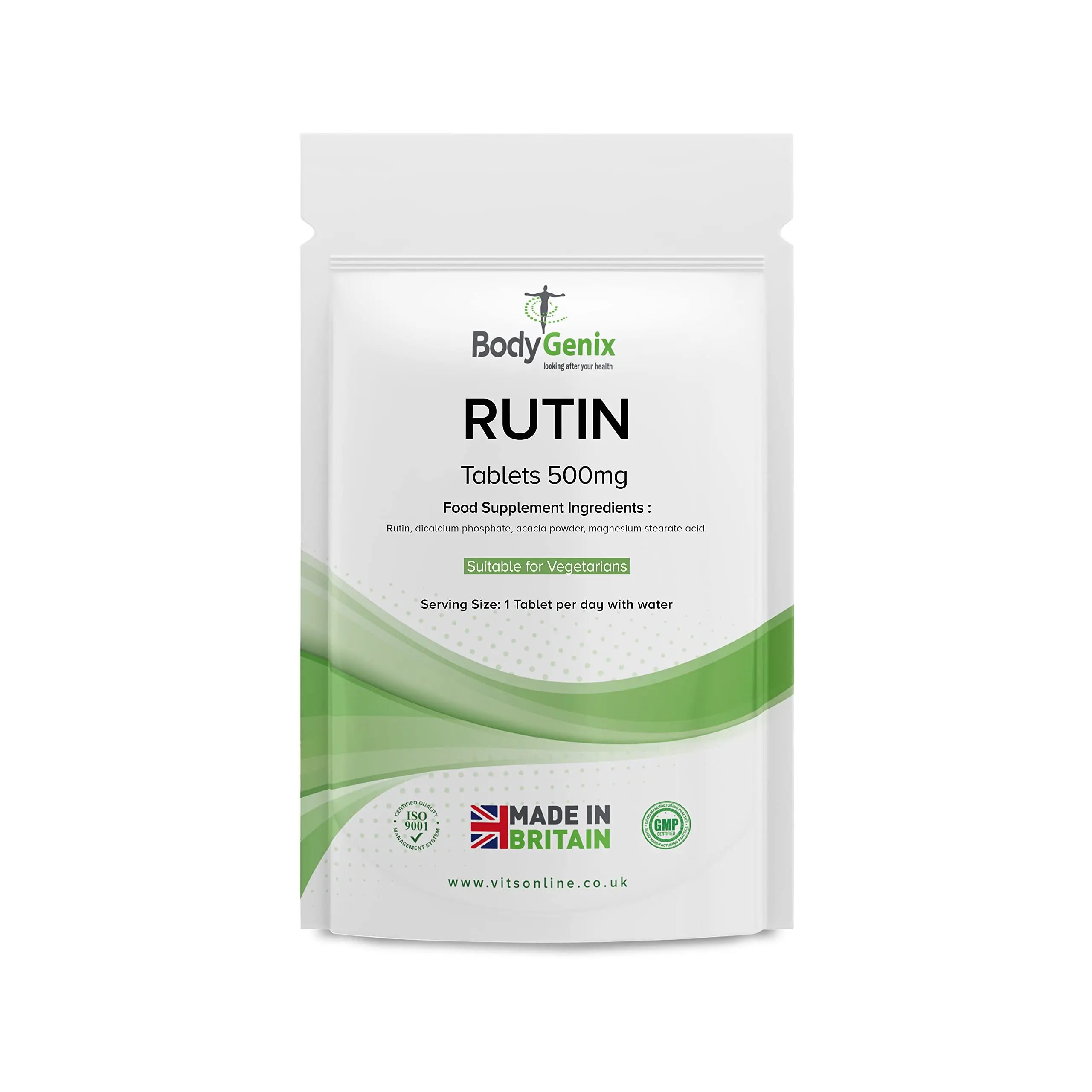 Bodygenix Rutin 500mg Tablets CAPILLARIES, VARICOSE Veins, Hemorrhoids Veg Friendly - UK Made (120) 4 Month Supply Bodygenix Au supplements