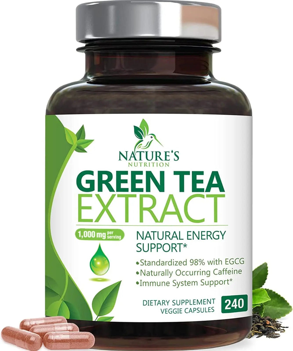 Green Tea Extract Capsules 1000mg 98% Standardized EGCG - 3X Strength for Natural Nature's Nutrition Au supplements