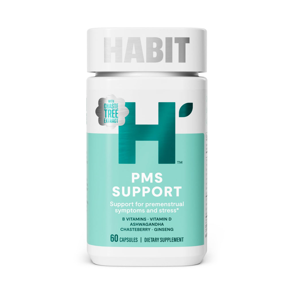 Habit PMS Support Supplement for Women (60 Capsules) - Supports Premenstrual Symptoms & Stress, Hormone Balance, Mood, B Vitamins, Vitamin D, Chasteberry, Ashwagandha, Gluten-Free, Non-GMO (1 Pack) H' Habit Au supplements