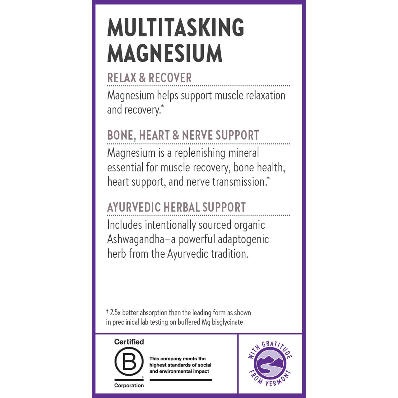 New Chapter Magnesium + Ashwagandha Supplement, 325 mg with Magnesium Glycinate for Muscle Relaxation & Recovery, Heart, Nerve & Bone Health, 2.5X Absorption
