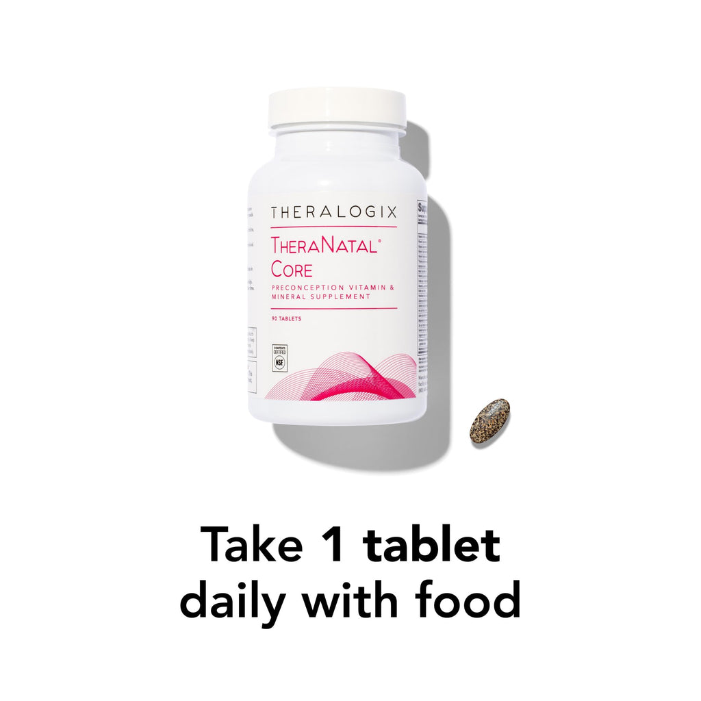 Theralogix TheraNatal Core Preconception Vitamin Supplement - 90-Day Supply - Prenatal Vitamins & Fertility Supplement for Women with Folate, Vitamin D3