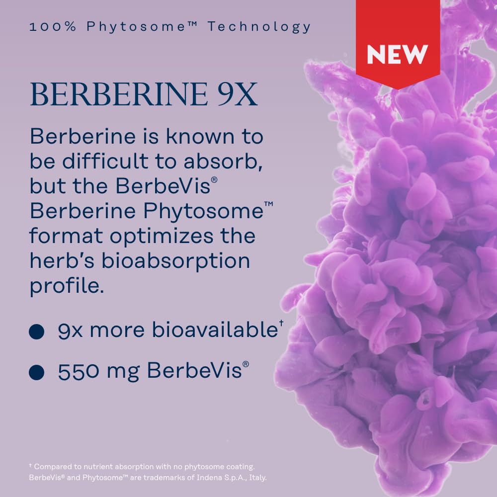 SOLARAY Berberine Phytosome - 9X Absorption and Easy-to-Digest - Standardized to 30% Berberine HCl - Vegan, Made Without Soy