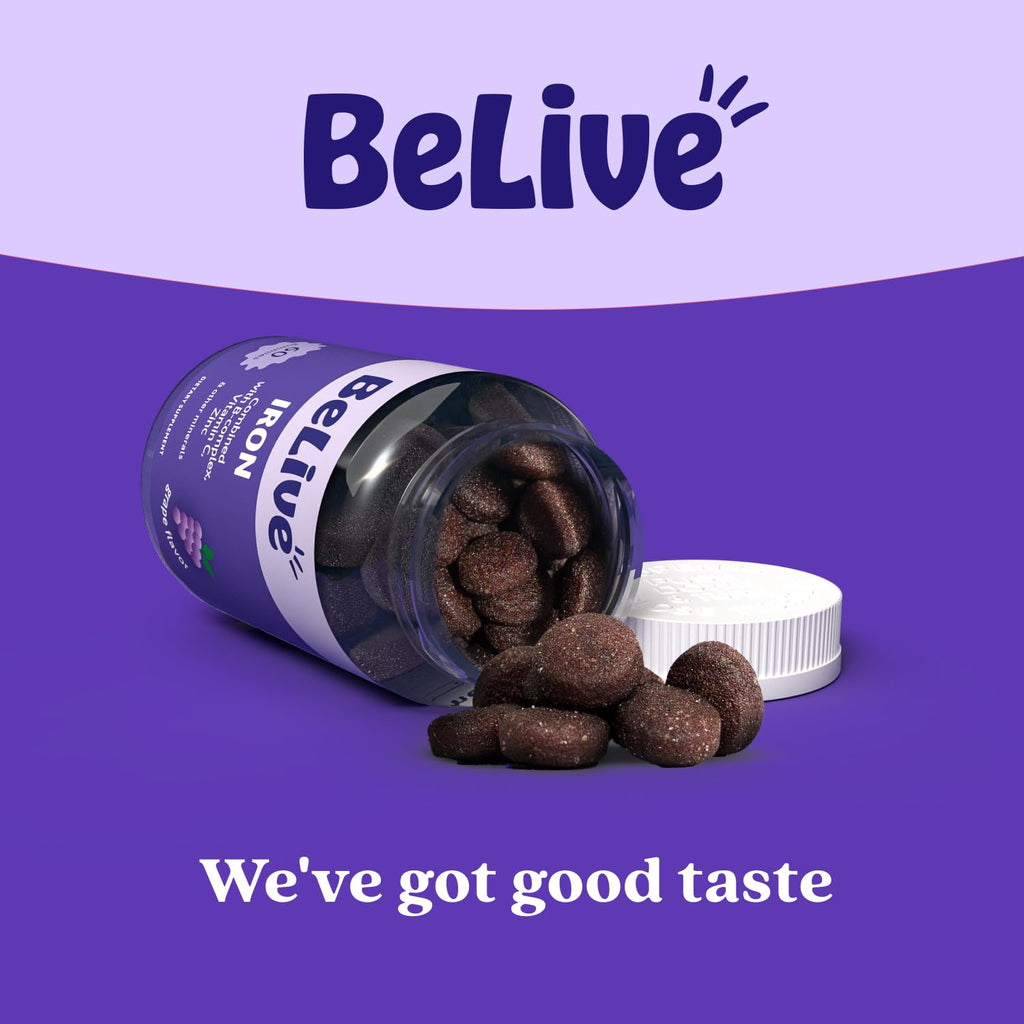 BeLive Iron Gummies - Multivitamin Supplement with Vitamin C, A, B & Zinc, Supports Blood Oxygen, Vegan Iron Supplements for Women, Men & Kids