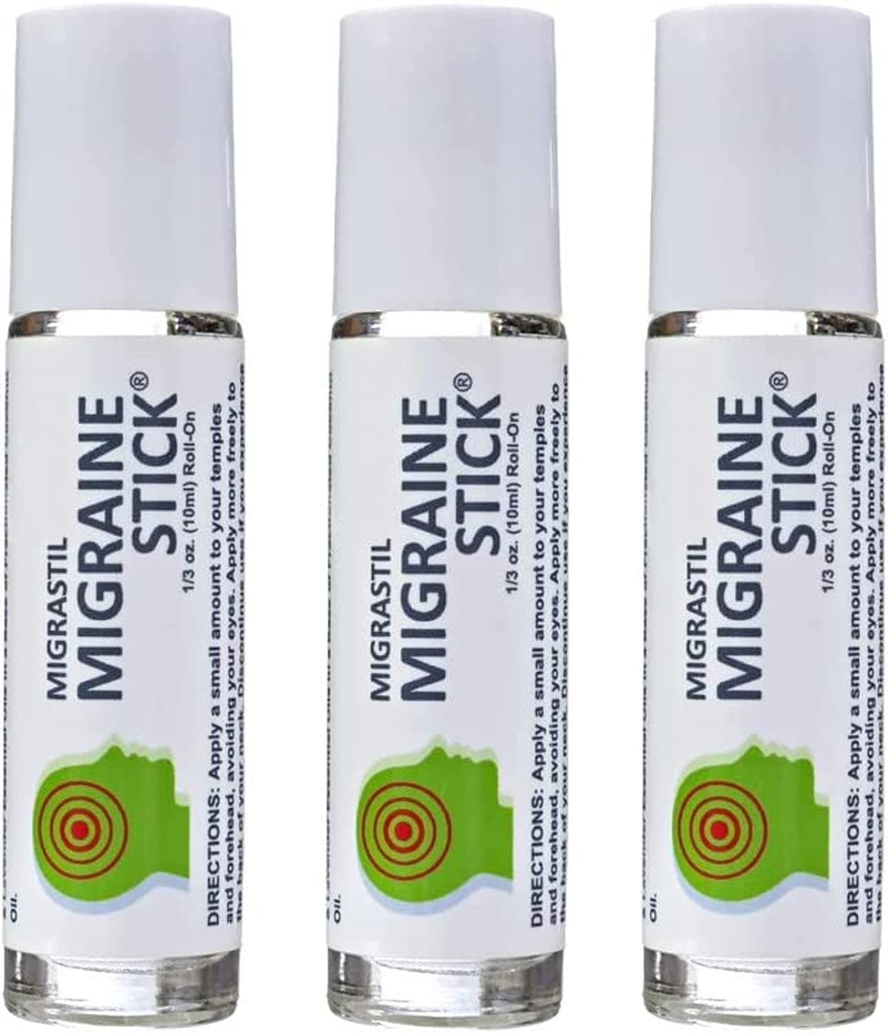 Basic Vigor Migrastil Migraine Stick Rollon - Fast Cooling Comfort for Your Head 3-Pack. Aromatherapy with Peppermint & Other Essential Oils. Metal Roller. Made in USA by Basic Vigor Basic Vigor Au supplements