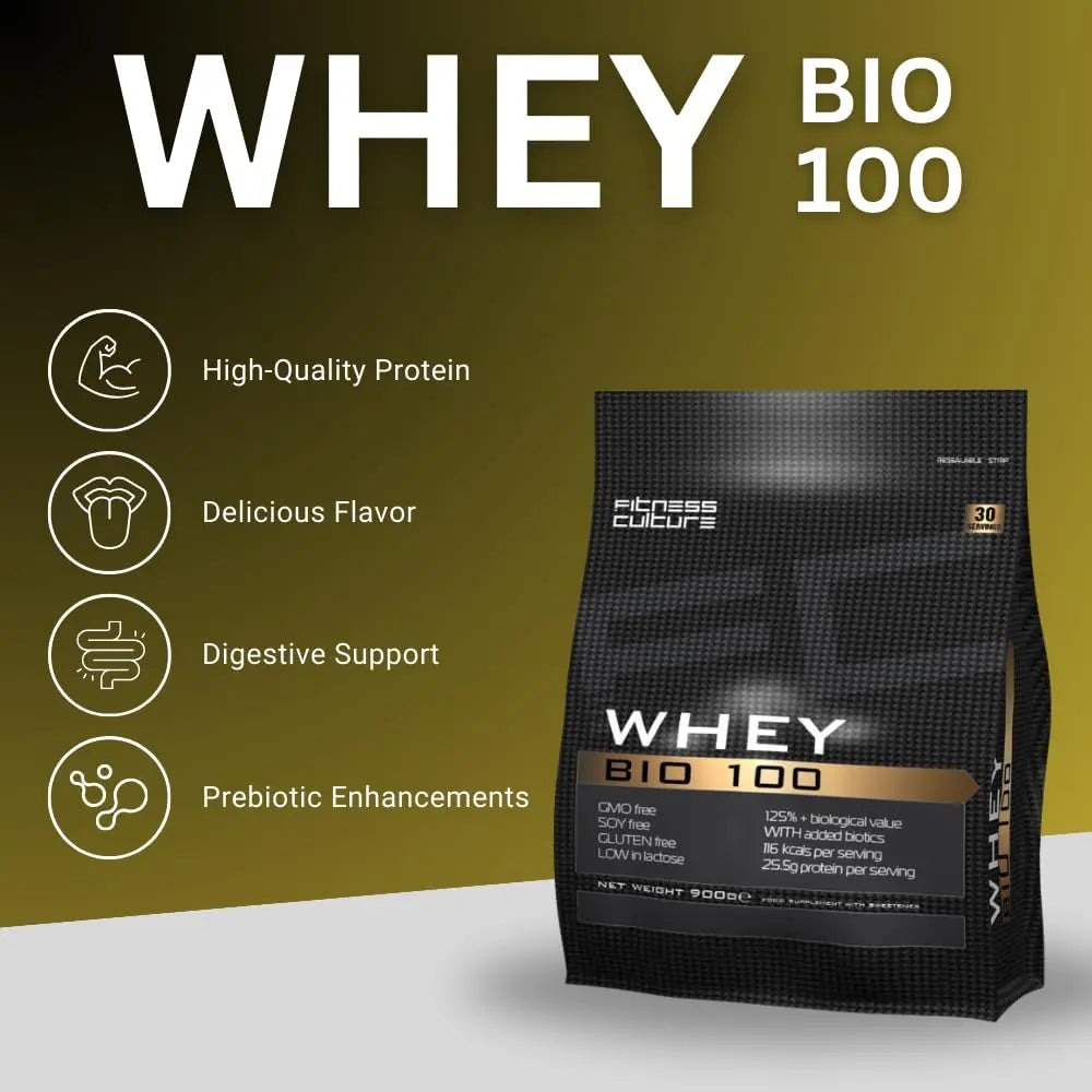 Fitness Culture Whey Bio 100 Whey Protein Powder with Pre and Pro Biotics Raspberry Flavour My Store Au supplements