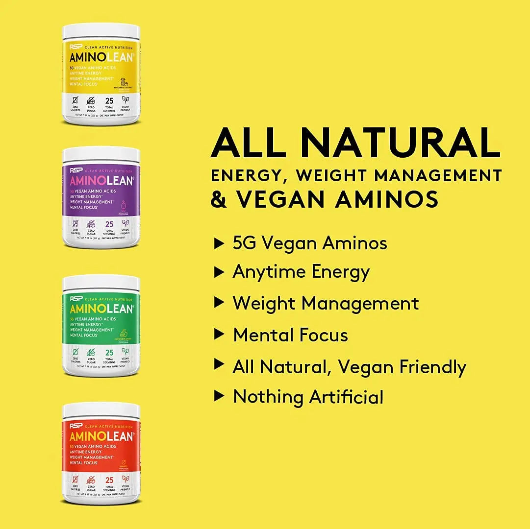 RSP NUTRITION Vegan AminoLean Pre Workout Energy (Mango 25 Servings) with AminoLean RSP NUTRITION Au supplements