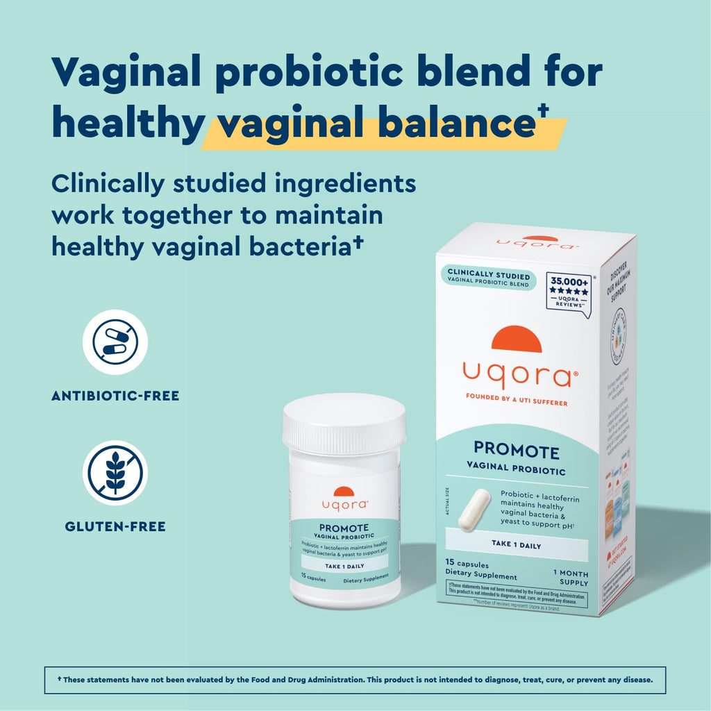 Uqora Promote - Support Vaginal Health* - Probiotic for Women with Lactoferrin, Lactobacillus Acidophilus & Lacticaseibacillus Rhamnosus - Vaginal Probiotics - Gluten-Free - 15 Capsules Uqora Au supplements
