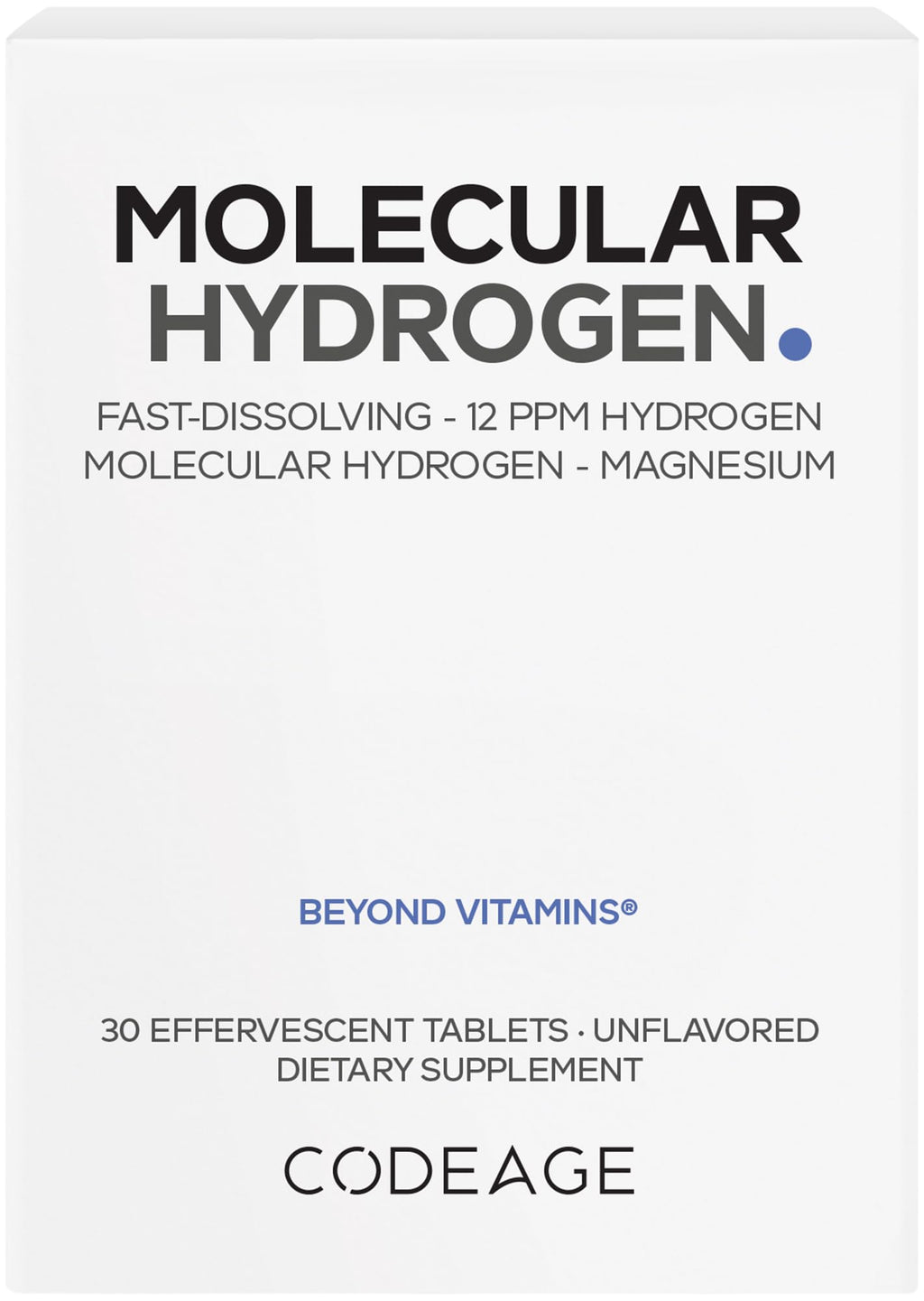 Codeage Molecular Hydrogen Supplement - Fast-Dissolving 12 PPM Hydrogen Water Tablets with Elemental Magnesium - Hydration Tablet Body Function - Unflavored, Vegan, Non-GMO, Gluten-Free - 30 Tablets Codeage Au supplements