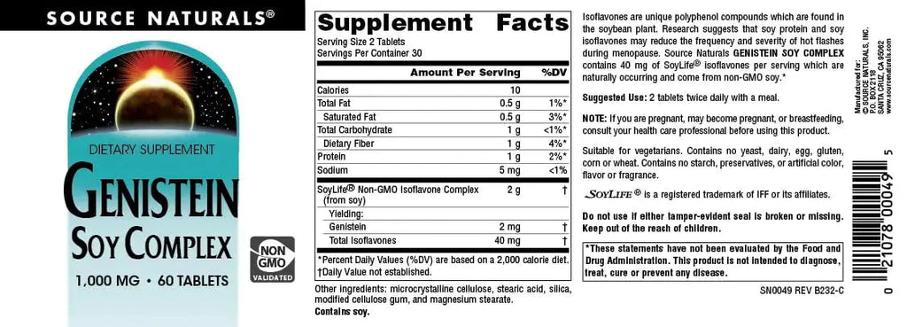 Source Naturals Genistein Soy Complex, 40 mg of SoyLife* - 40 mg, 60 Tablets Source Naturals Au supplements