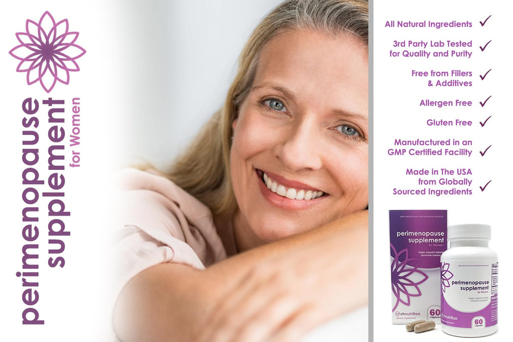VH Nutrition Perimenopause Supplement for Women | Hot Flash, Mood, and Menstruation Cycle Support | 100% Herbal Formula: Black Cohosh, Vitex, & Shatavari. No Additives, or Fillers VH Nutrition Au supplements
