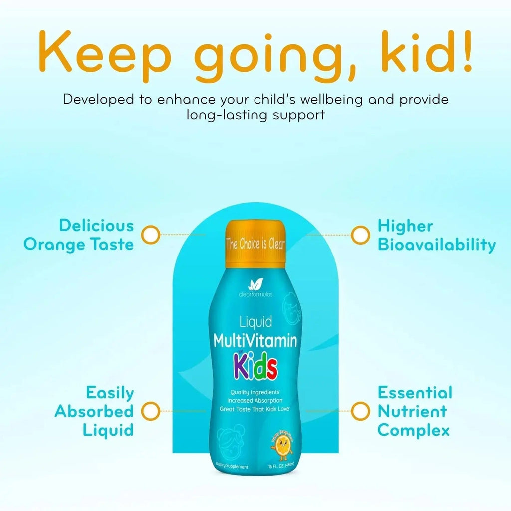 Sugar Free Liquid Multivitamin for Kids - High Absorption Kids Liquid Multivitamin with Vitamins A C D E & B Complex Plus Quercetin Immune Support Complex Clear Formulas Au supplements