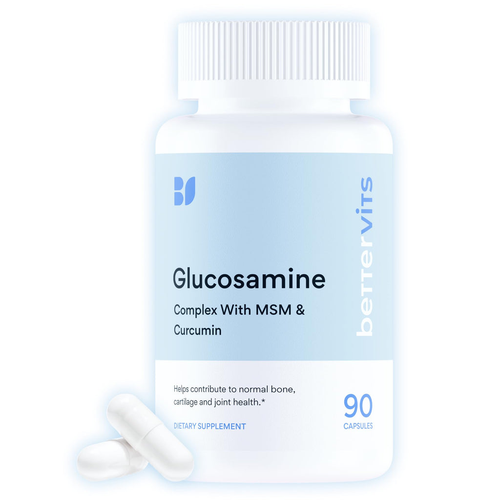 Bettervits Glucosamine Complex with MSM Сhondroitin | Joint Supplements for Women and Men with Vitamin C | Arthritis Support Supplement for Mobility & Flexibility - 90 Capsules Bettervits Au supplements