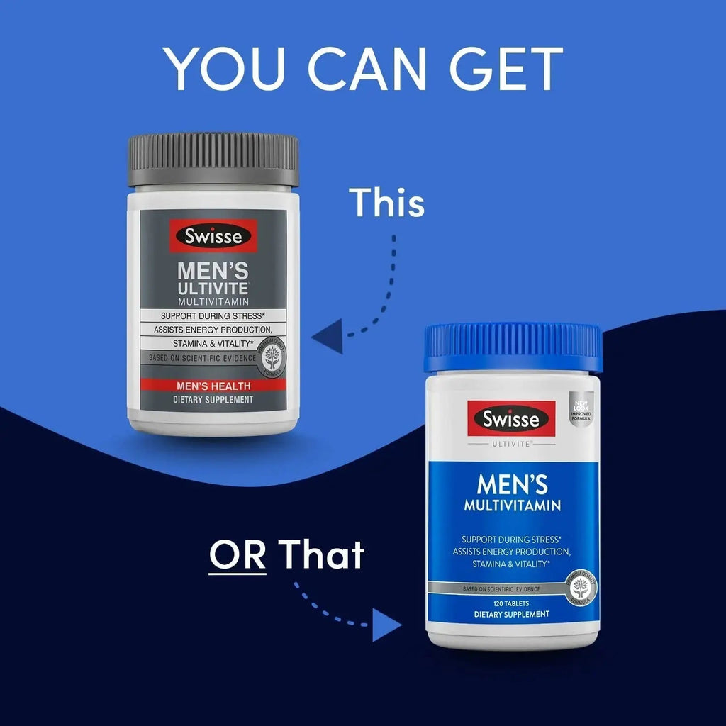Swisse Ultivite Mens Daily Multivitamins | 50 Vitamins, Antioxidants and Minerals + Adaptogens | Energy, Stress & Immune Support | Mens Vitamins | 120 Tablets Swisse Au supplements
