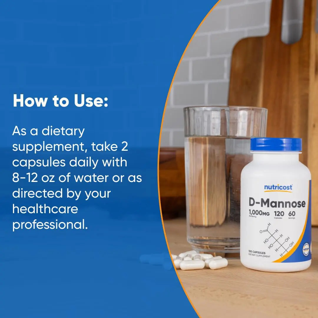 Nutricost D-Mannose 1000mg Per Serving, 120 Capsules - 500mg Per Capsule, Urinary Tract Health, Non-GMO and Gluten Free (Pack of 2) Nutricost Au supplements
