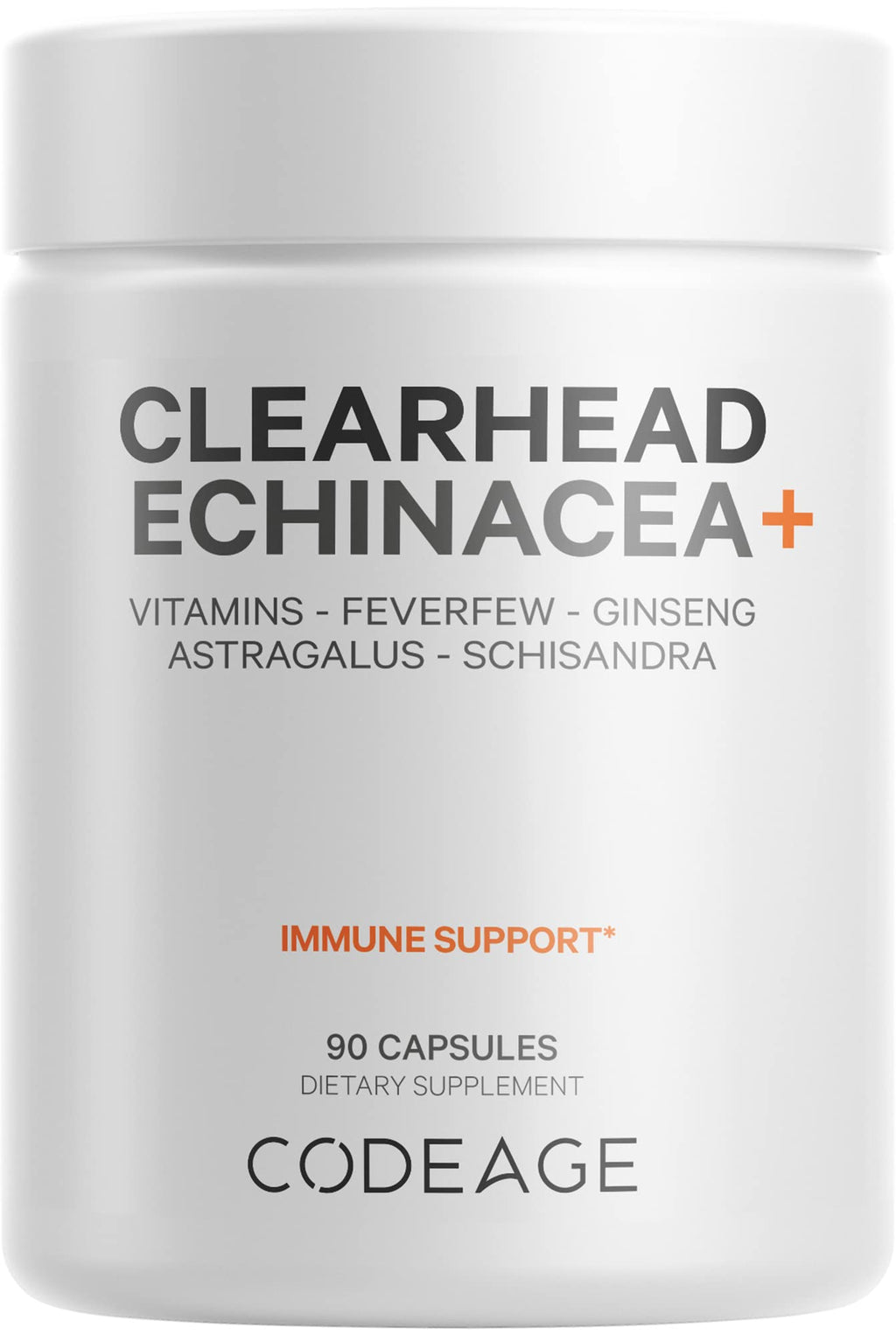 Codeage Clearhead Echinacea+ Supplement - Echinacea, Schisandra, Feverfew, Coptis, American Ginseng, Astragalus, Garlic, Probiotics, Vitamins C & D3, Zinc, Selenium - Clear Head Vitamin - 90 Capsules Codeage Au supplements