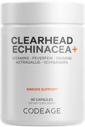 Codeage Clearhead Echinacea+ Supplement - Echinacea, Schisandra, Feverfew, Coptis, American Ginseng, Astragalus, Garlic, Probiotics, Vitamins C & D3, Zinc, Selenium - Clear Head Vitamin - 90 Capsules Codeage Au supplements