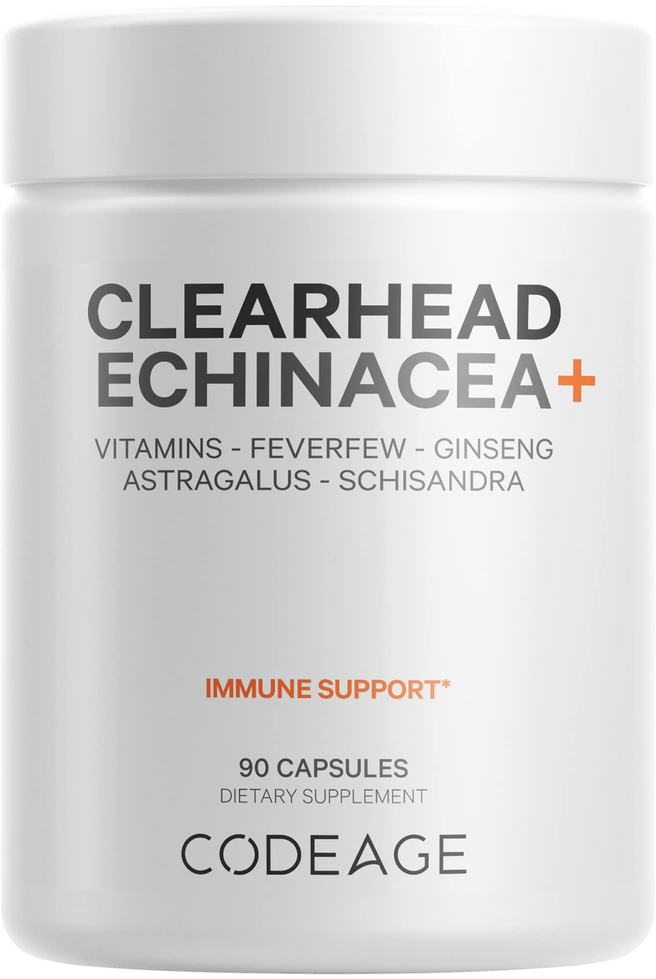 Codeage Clearhead Echinacea+ Supplement - Echinacea, Schisandra, Feverfew, Coptis, American Ginseng, Astragalus, Garlic, Probiotics, Vitamins C & D3, Zinc, Selenium - Clear Head Vitamin - 90 Capsules Codeage Au supplements