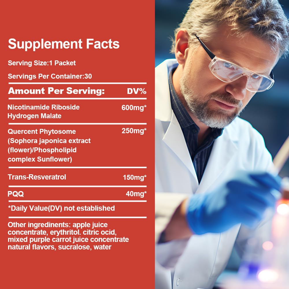 Royalee NAD Supplement 1200mg Synergistic Blend with Nicotinamide Riboside, PQQ & Resveratrol - Premium Anti-Aging Supplement for Cellular Energy, Mental Clarity and Longevity (30 Packets)1 Royalee Au supplements