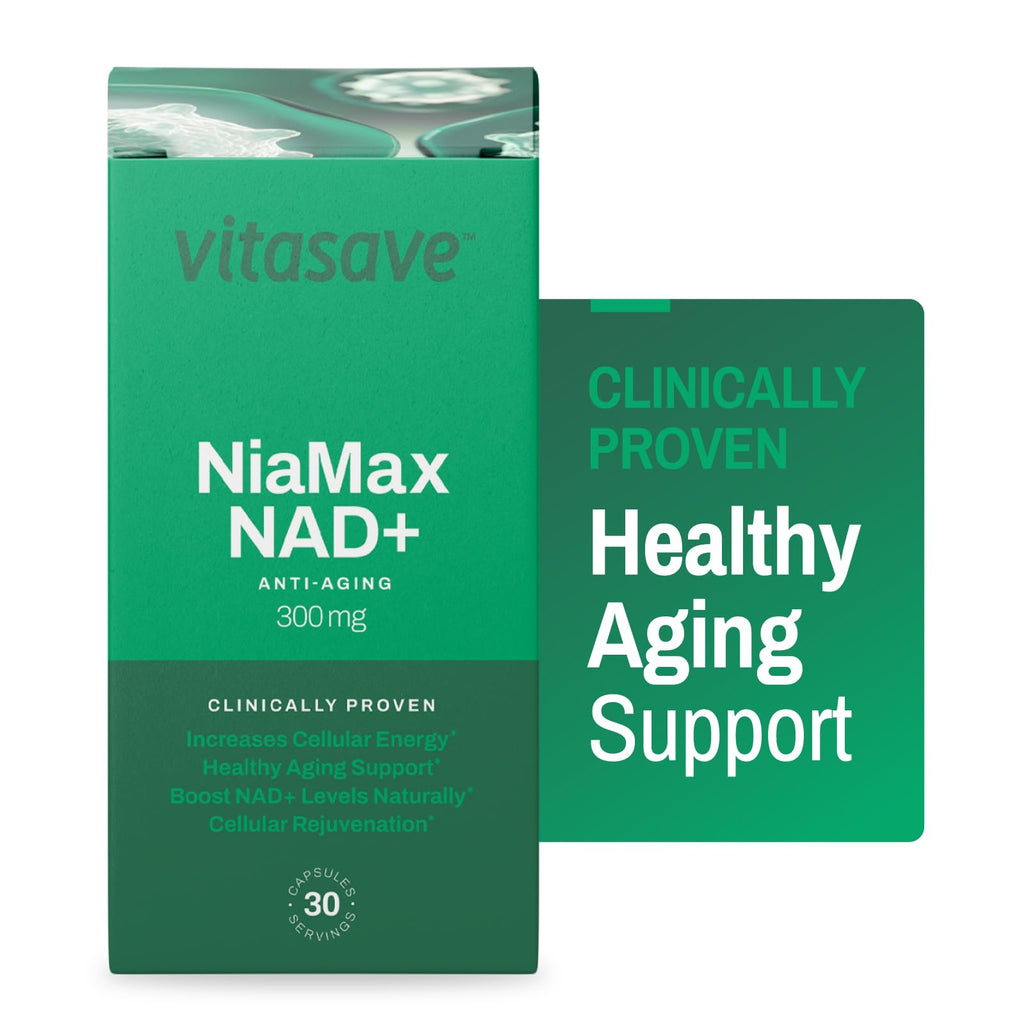 Vitasave NiaMax NAD+ Supplement – 300mg Niacinamide Riboside per Capsule – High-Potency NAD+ Precursor for Energy, Healthy Aging & Metabolic Function – Vegan, Non-GMO, Gluten-Free (30 Capsules) Vitasave Au supplements