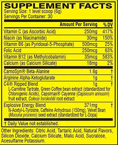 Cellucor C4 Ripped Pre Workout Powder + Fat Burner, Cherry Limeade, 30 Servings Cellucor Au supplements