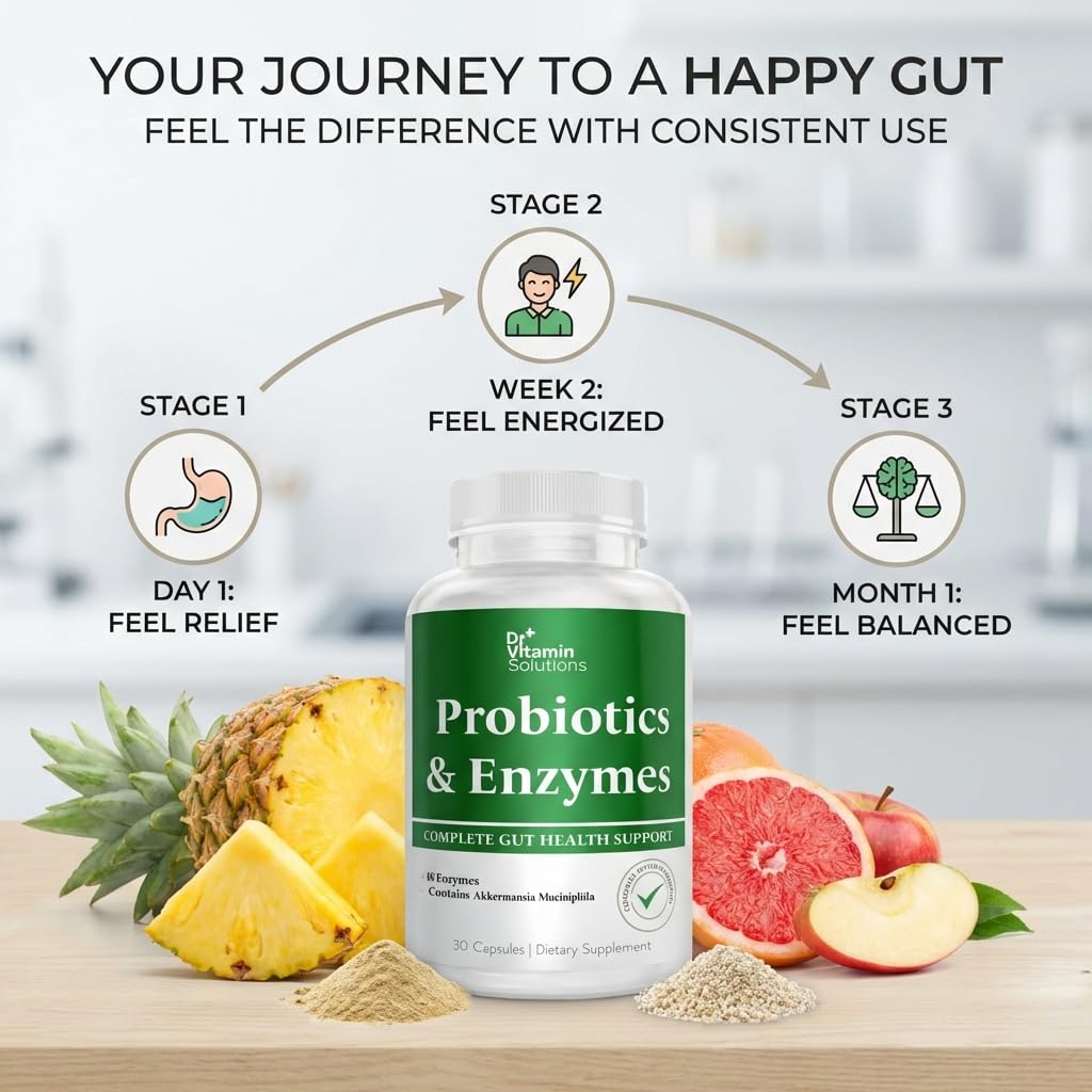 GLP-1 Support Enzymes, Pre & Probiotics for Digestive Health, Berberine Weight Loss Support, Akkermansia Muciniphila for Women & Men | Gut Health, Bloating Relief, 30 Ct DR VITAMIN SOLUTIONS Au supplements