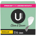 U by Kotex Clean & Secure Panty Liners, Light Absorbency, Regular Length, 516 Count U by Kotex Au supplements