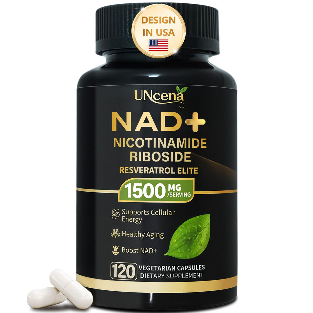 UNcena NAD Supplement 1500mg - Liposomal NAD+ Nicotinamide Riboside with Resveratrol, NAD Plus Boosting - Support Cellular Health, Stamina & Healthy Aging for Women & Men- 120 Capsules UNcena Au supplements