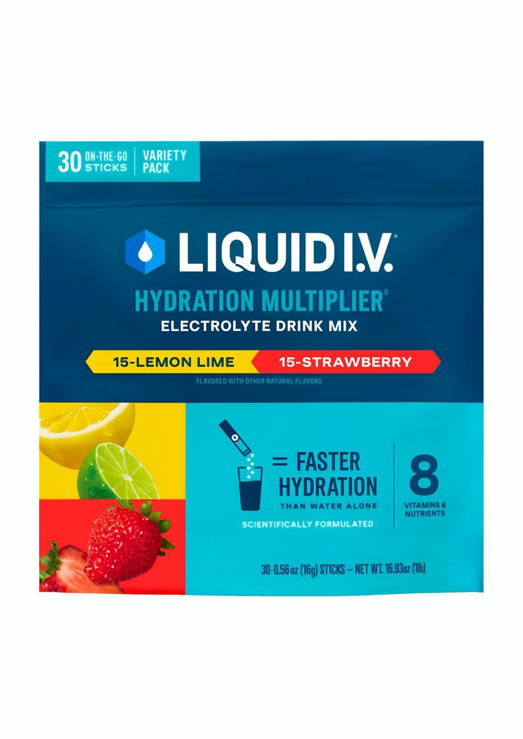 Liquid I.V. Hydration Multiplier Electrolyte Drink Mix, Variety, 0.56 Oz, 30 Ct