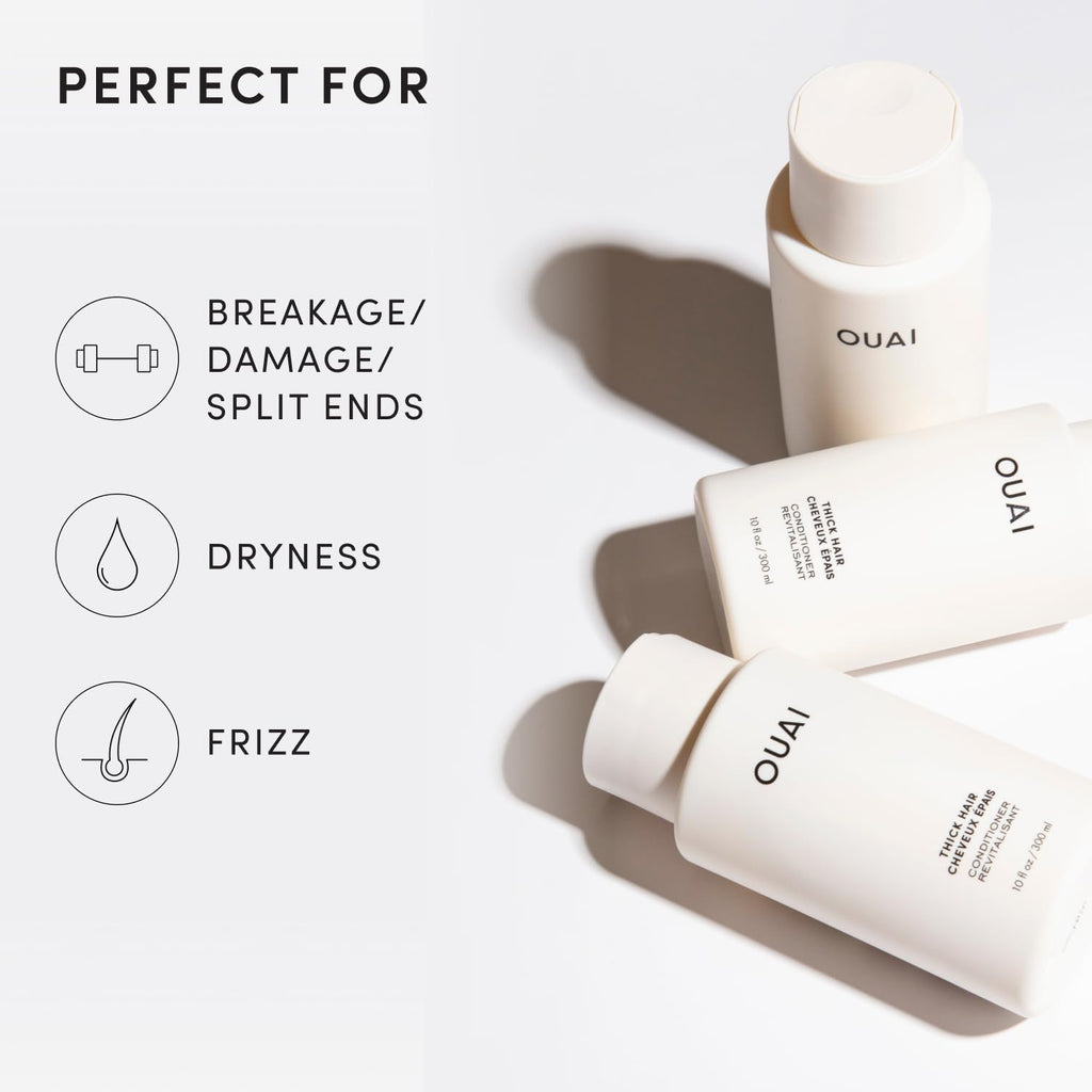 OUAI Thick Hair Conditioner Refill - Moisturizing Conditioner for Dry, Frizzy Hair - Keratin, Marshmallow Root, Shea Butter and Avocado Oil - Paraben, Phthalate & Sulfate Free (32 Oz) OUAI Au supplements