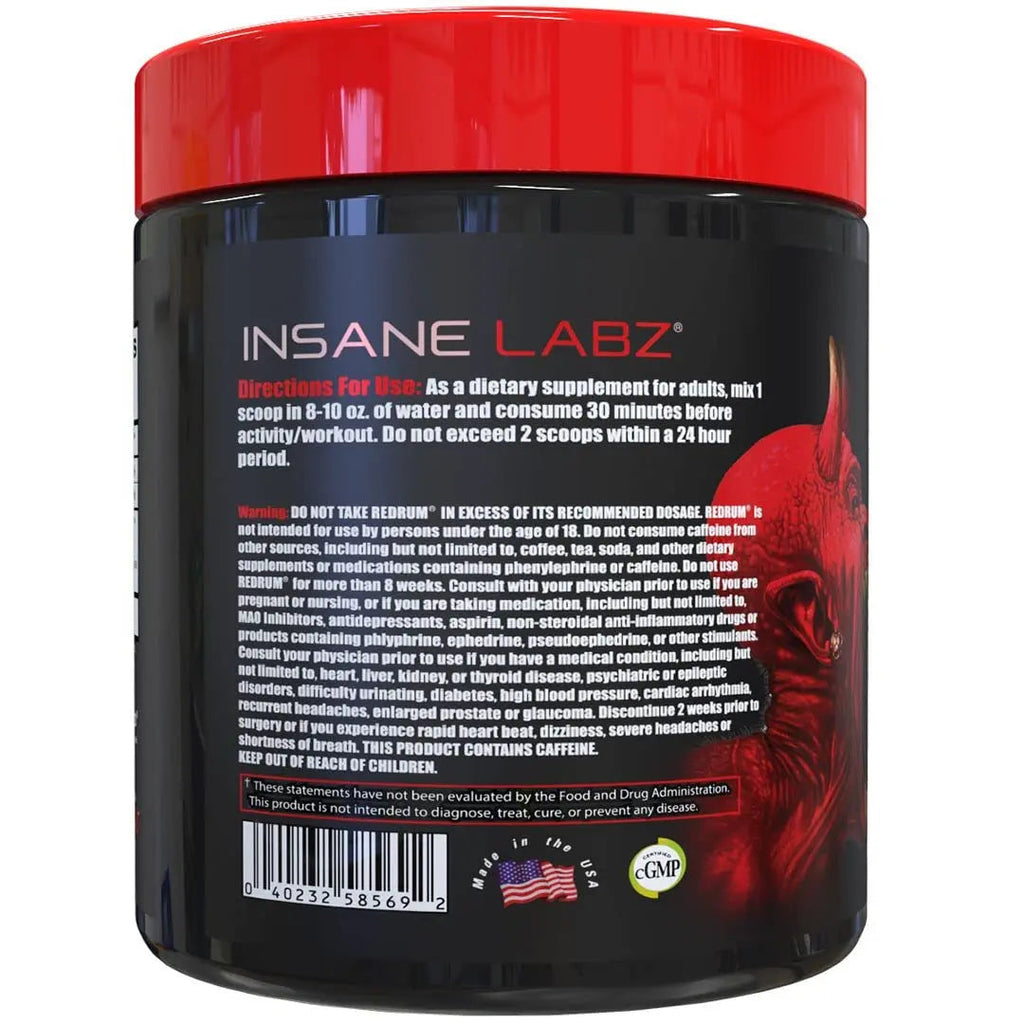 Insane Labz Redrum High Stim Pre Workout NO Booster Powder, Loaded with Beta Alanine Insane Labz Au supplements