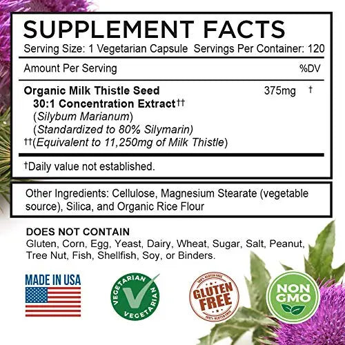 FarmHaven USDA Organic Milk Thistle Capsules | 11250mg Strength | 30X Concentrated FarmHaven Au supplements