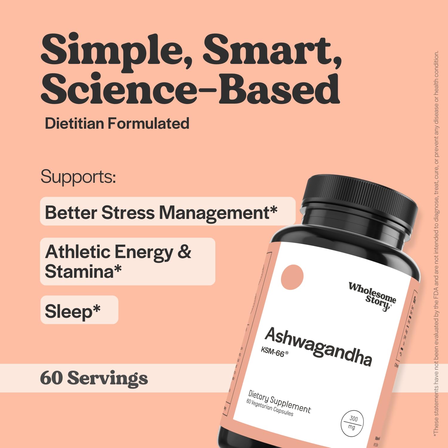Vegan KSM 66 Ashwagandha Capsules| High Potency 5% Withanolides | Ashwagandha Root Extract Supplements | Ashwagandha 300mg | Stress Management & Well Being Support | 60 Ashwaganda Pills Wholesome Story Au supplements