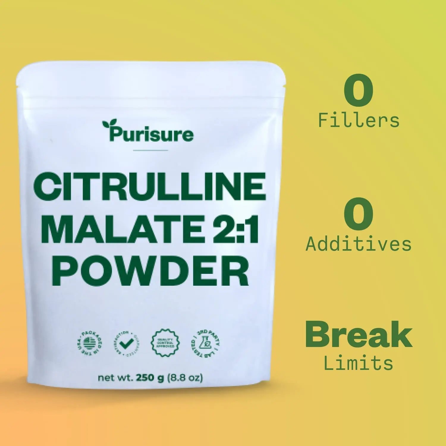 Purisure L-Ctrulline Powder 250g, Premium Citrulline 2:1 Malate Supplement for Strength Purisure Au supplements