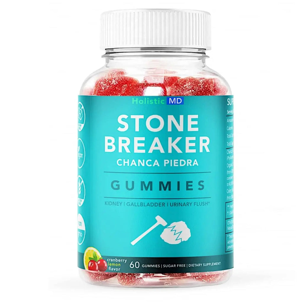 Holistic MD Stone Breaker Chanca Piedra 1,500mg Gummies Kidney Stones Cleanse Gallbladder Formula | Plus Cranberry Extract Might Help Urinary Tract Flush Impurities | Fast Absorption Sugar Free 60ct Holistic MD Au supplements