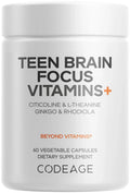 Codeage Teen Brain Focus Vitamins+ Citicoline Cognizin, L-Theanine, Ginkgo, Rhodiola, Lavender, Magnesium, Vitamin B6, B12, Folate Codeage Au supplements