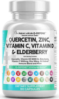 Q Defend Quercetin Supplement with Zinc Vitamin C Vitamin D Elderberry Turmeric Black Pepper Garlic Ginger Sea Moss Lysine Stinging Nettle Reishi Mushroom Immune