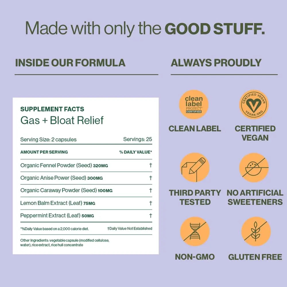 Hilma Natural Gas & Bloating Relief - with Lemon Balm, Fennel & Peppermint Leaf - Doctor Hilma Au supplements
