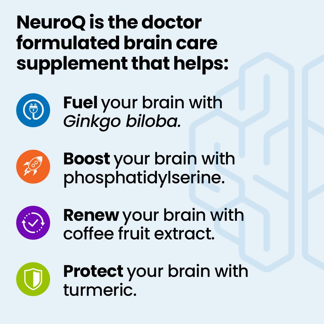NeuroQ Memory & Focus | Formulated by Neurologist Dr. Dale Bredesen | Addresses All 4 Causes of Cognitive Decline | Ginkgo Biloba, Phosphatidylserine, Gotu Kola,