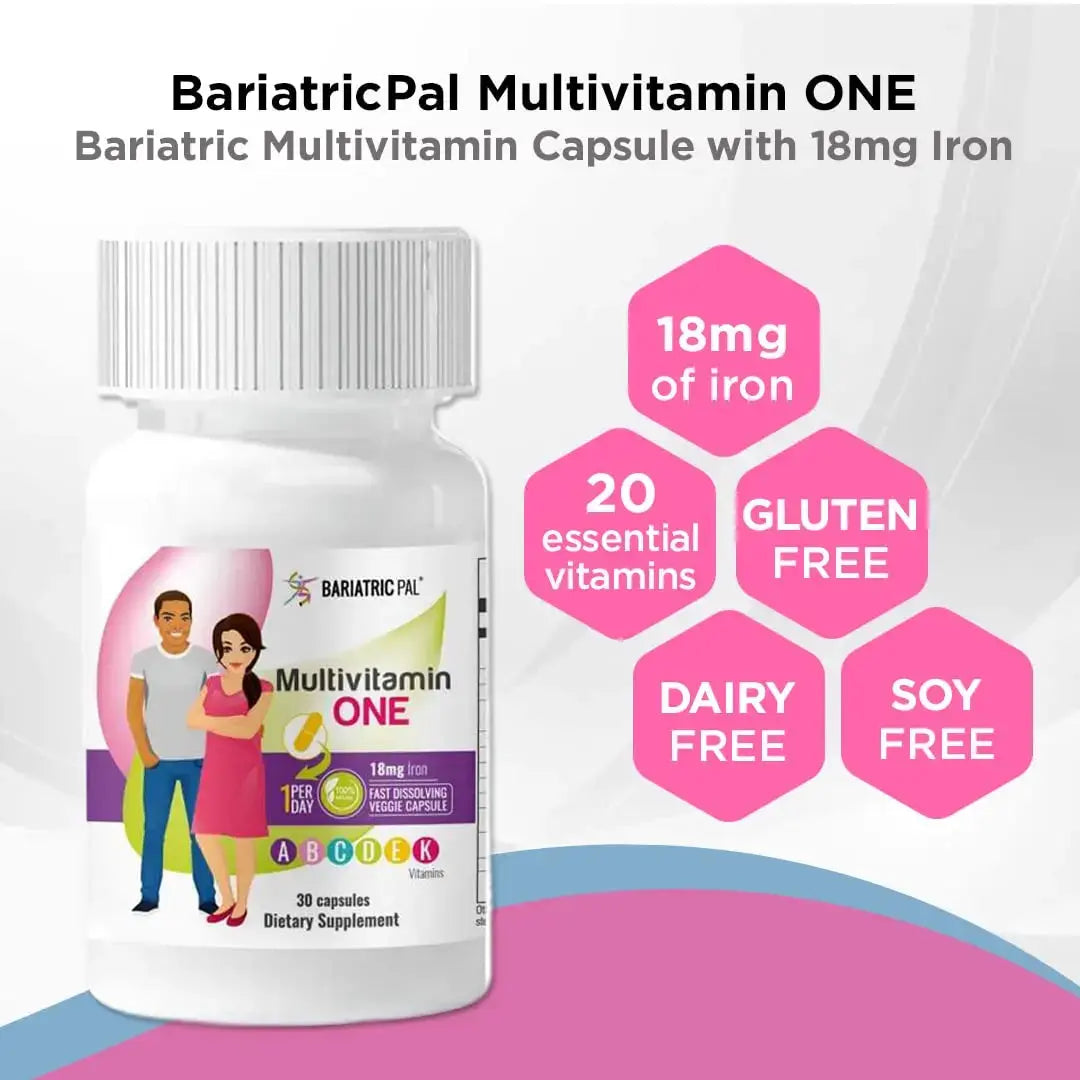 BariatricPal 30-Day Bariatric Vitamin Bundle Multivitamin ONE 1 per Day! Capsule with 18mg Iron Easy Swallow Calcium Citrate (600mg) BariatricPal Au supplements
