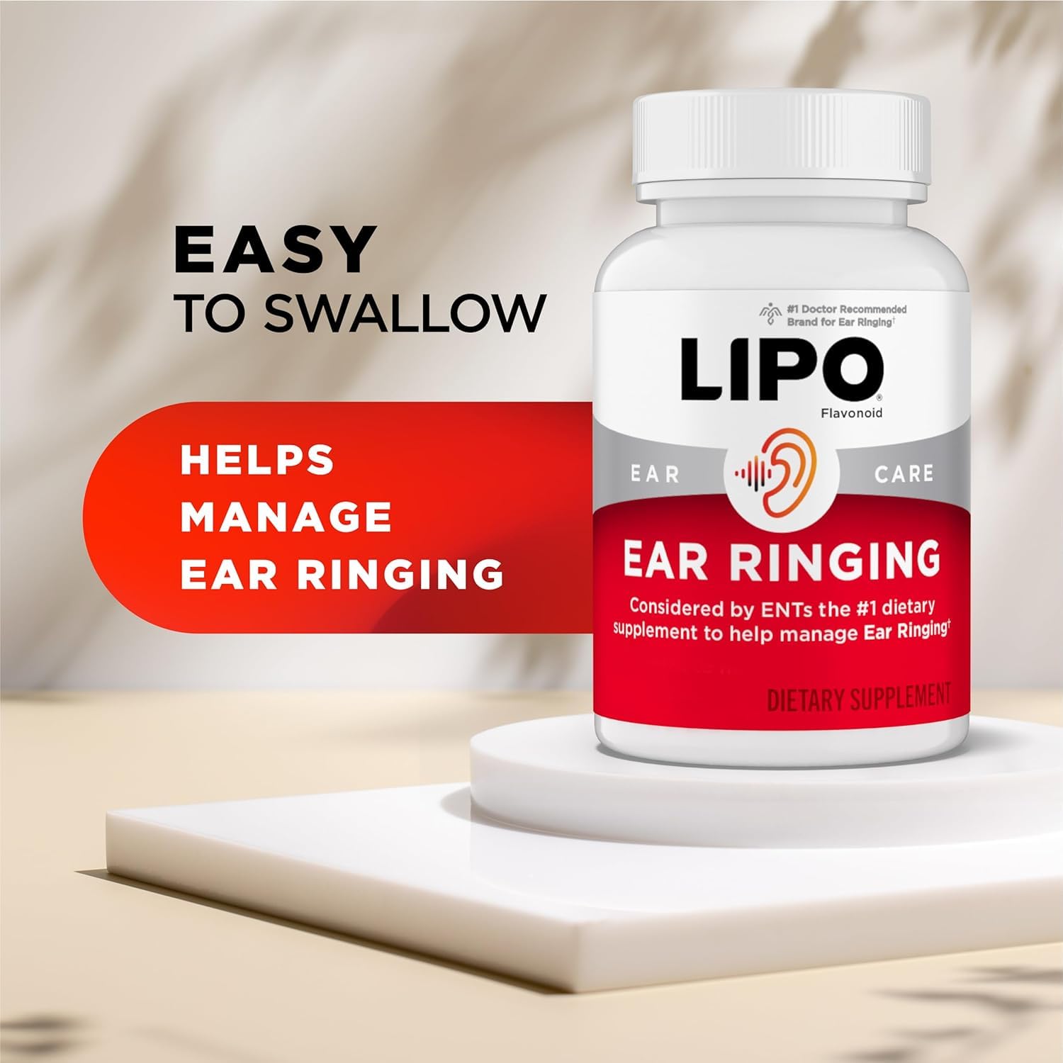 Lipo-Flavonoid Ear Ringing - Doctor-Recommended for Ringing Ears - Clinically Proven Lemon Bioflavonoid Complex with Vitamins C, B1, B2, B6, B12