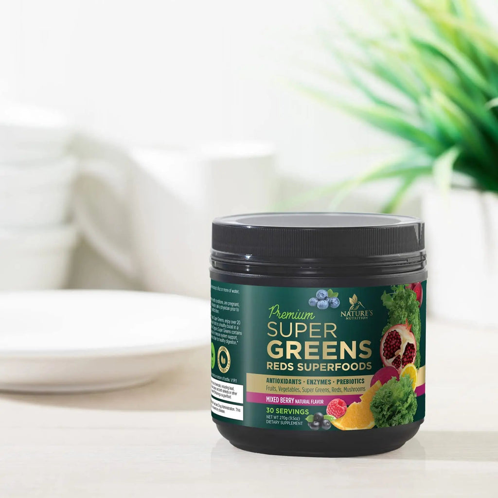 Greens Superfood Powder Supplement - Super Green Smoothie Mix Blend with Spirulina Nature's Nutrition Au supplements