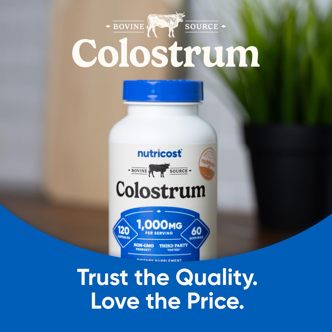Nutricost Colostrum 1000mg, 120 Capsules - Gluten Free & GMO Free, 60 Servings