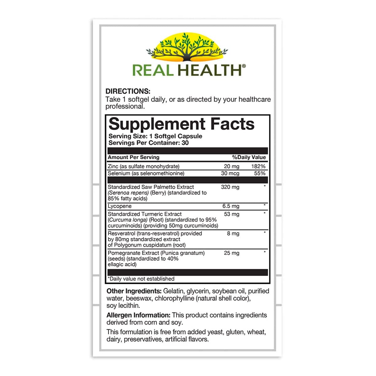Real Health The Prostate Formula - Prostate Health Supplements for Men, Saw Palmetto Formula for Healthy Bladder and Urinary Support,