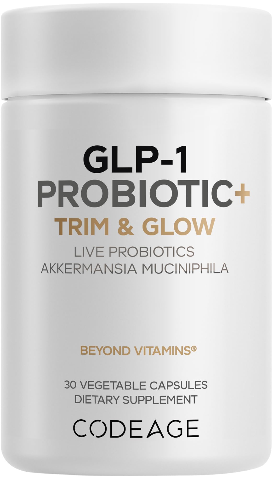 Codeage GLP-1 Probiotic+ - Live Probiotics Akkermansia, Clostridium, Bifidobacterium, Chicory Inulin Probiotic, Prebiotics & Postbiotics Supplement - 500 Million AFU - 30 Capsules Codeage Au supplements