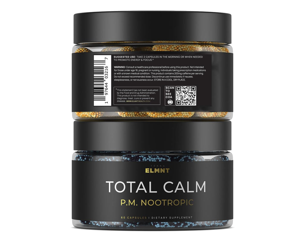 AMPM Nootropic Total Focus + Calm 9X Strength w. Caffeine, L-Theanine, Alpha GPC, L-Tyrosine, Ashwagandha - X-Release Energy Pills Nootropics Brain Support Supplements for Memory and Focus Supplement TERRA ELMNT Au supplements
