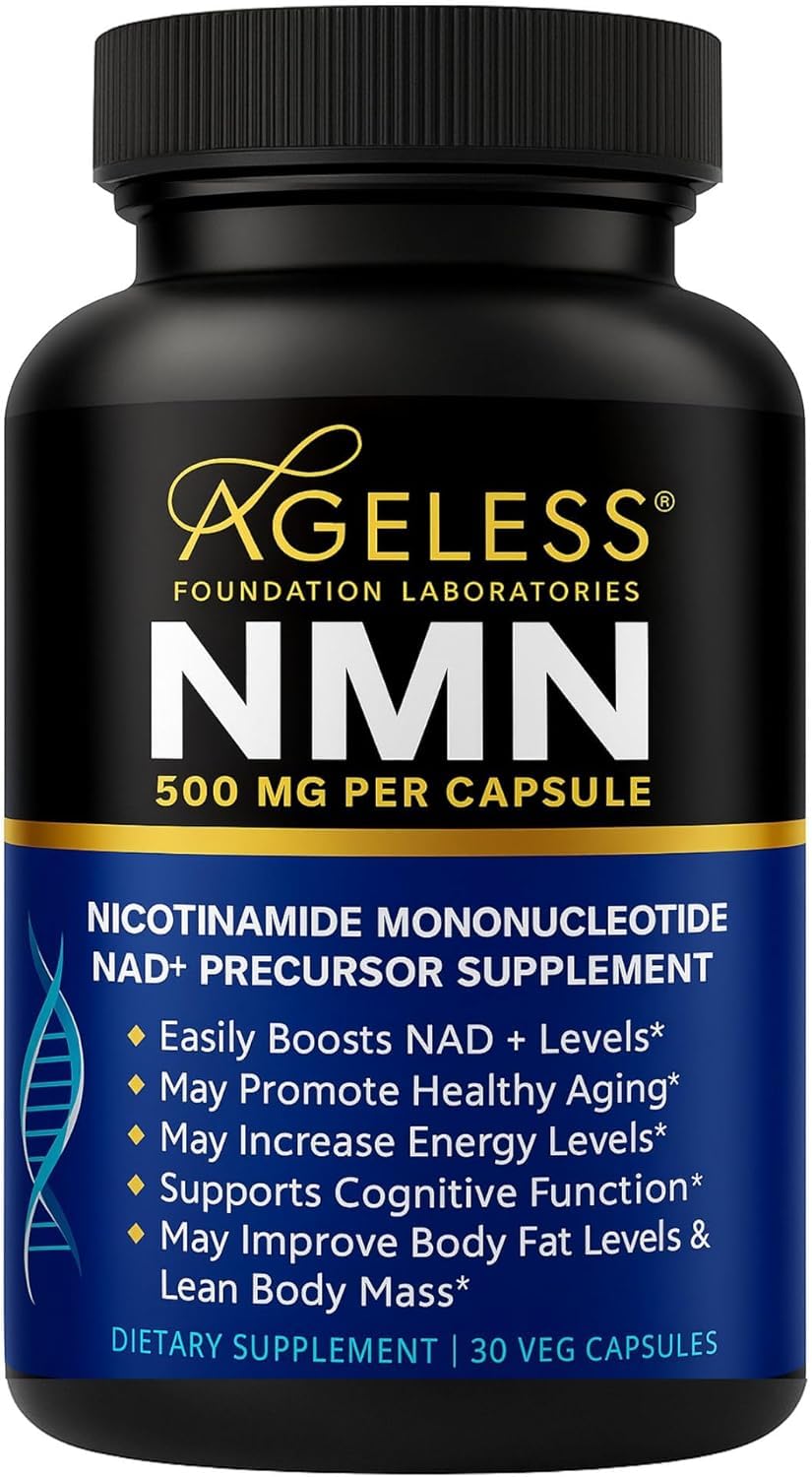 NMN Supplement 500mg Nicotinamide Mononucleotide | Supports NAD+ Levels, Energy, Cognitive Function, Muscle Health & Healthy Body Composition – Capsules (30) Ageless Foundation Laboratories Au supplements