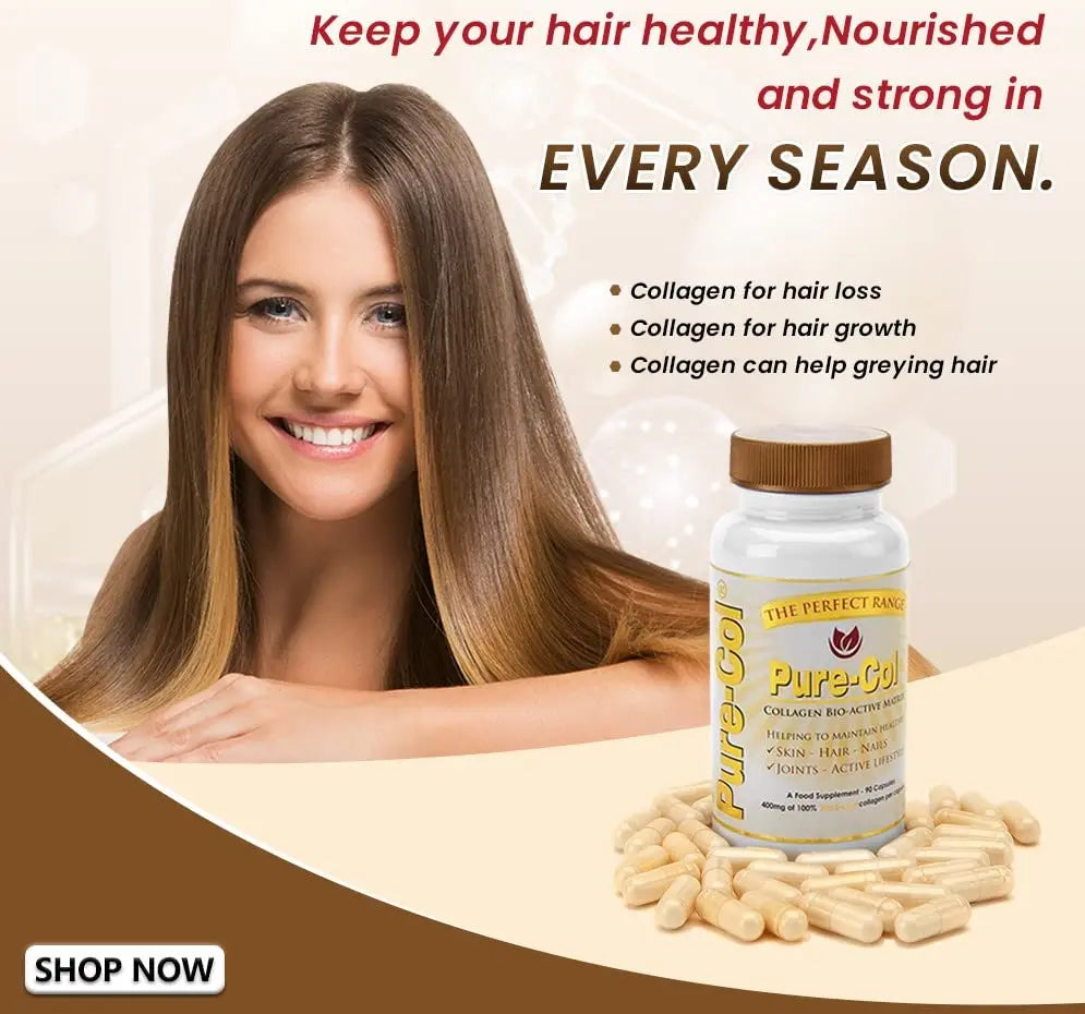 Pure-COL Collagen 90 Capsules 400mg Bio-Active Matrix High Strength Collagen Tablets The Perfect Range Au supplements